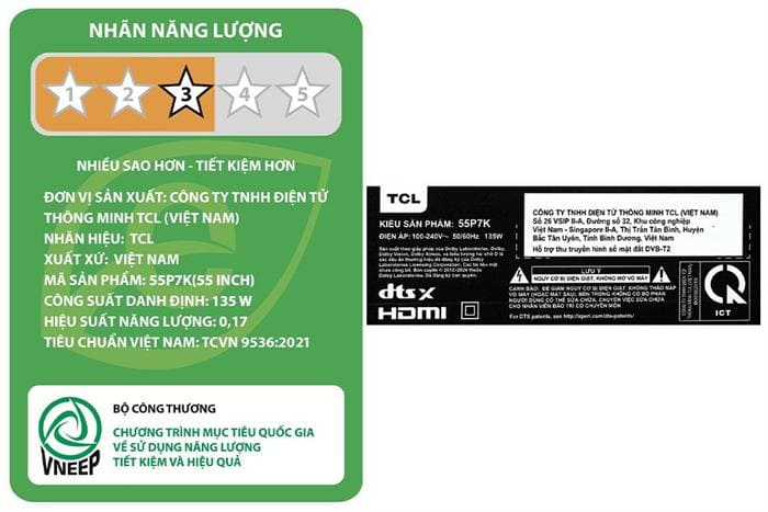 Google Tivi QLED TCL AI 4K 55 inch 55P7K